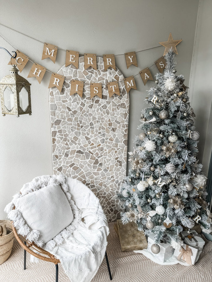 Merry Christmas Wooden Bunting with Acrylic Letters - The Humble Gift Co.