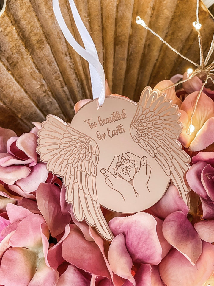 Mirror Acrylic Angel Memorial Ornament - Infant Loss - The Humble Gift Co.