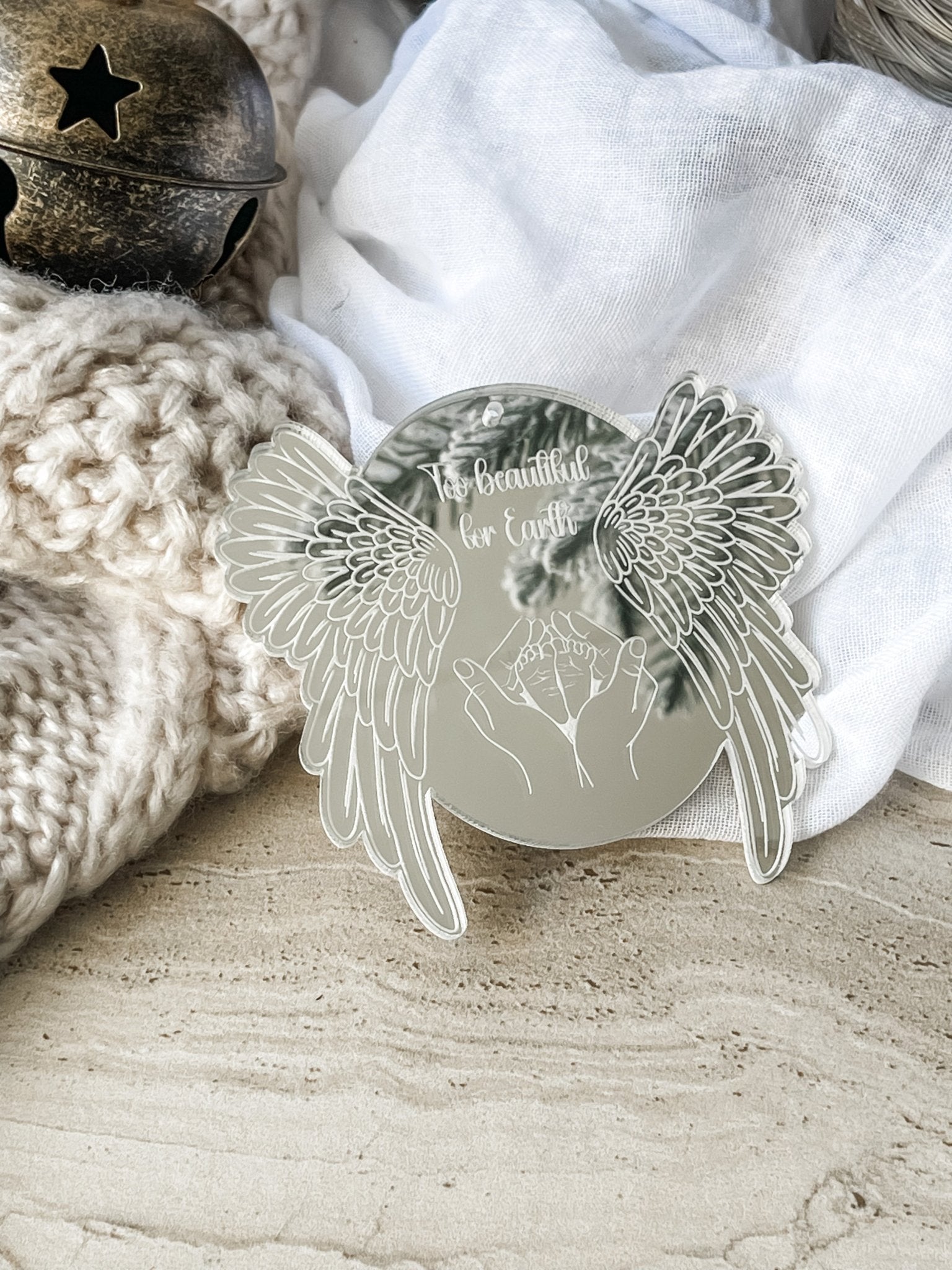Mirror Acrylic Angel Memorial Ornament - Infant Loss - The Humble Gift Co.