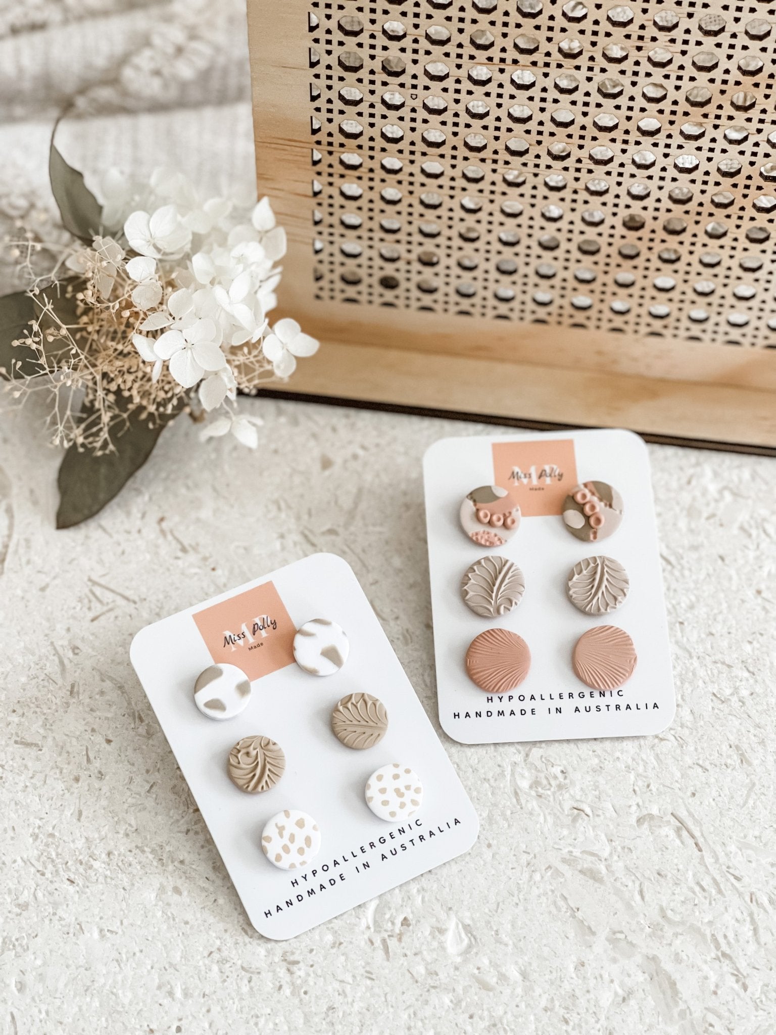 Miss Polly Made - Beige Stud Pack - The Humble Gift Co.