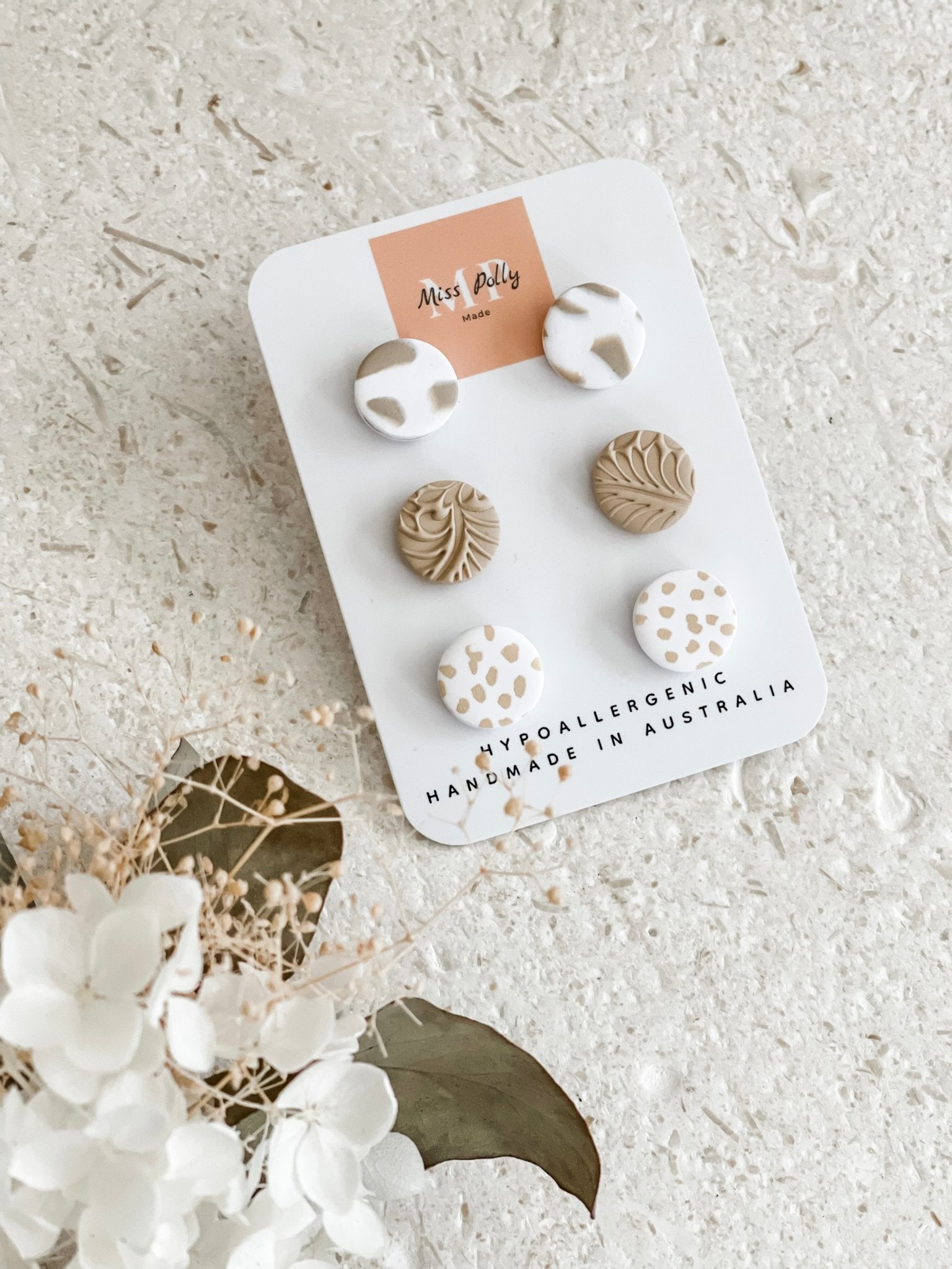 Miss Polly Made - Beige Stud Pack - The Humble Gift Co.