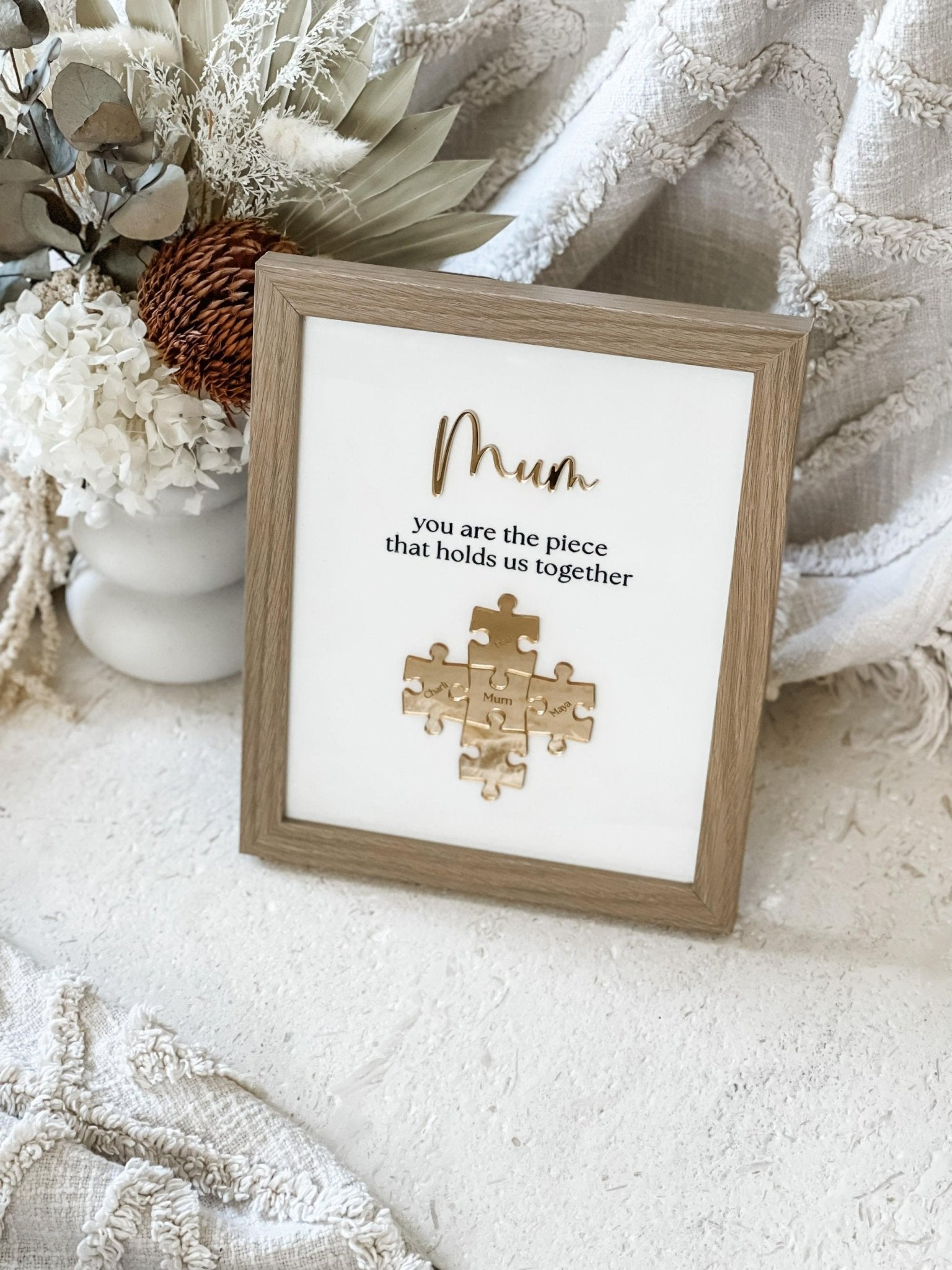 "Mum, you are the piece that holds us together" Puzzle Frame - The Humble Gift Co.