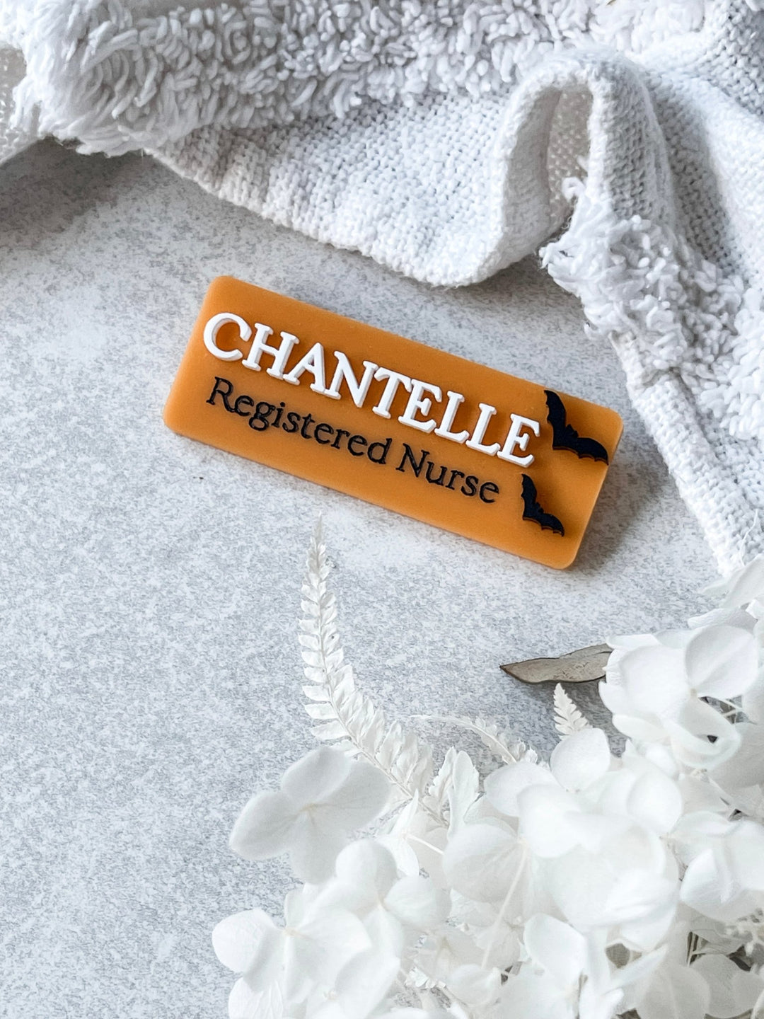 Name Badge with Occupation - Halloween Style with Bats - The Humble Gift Co.