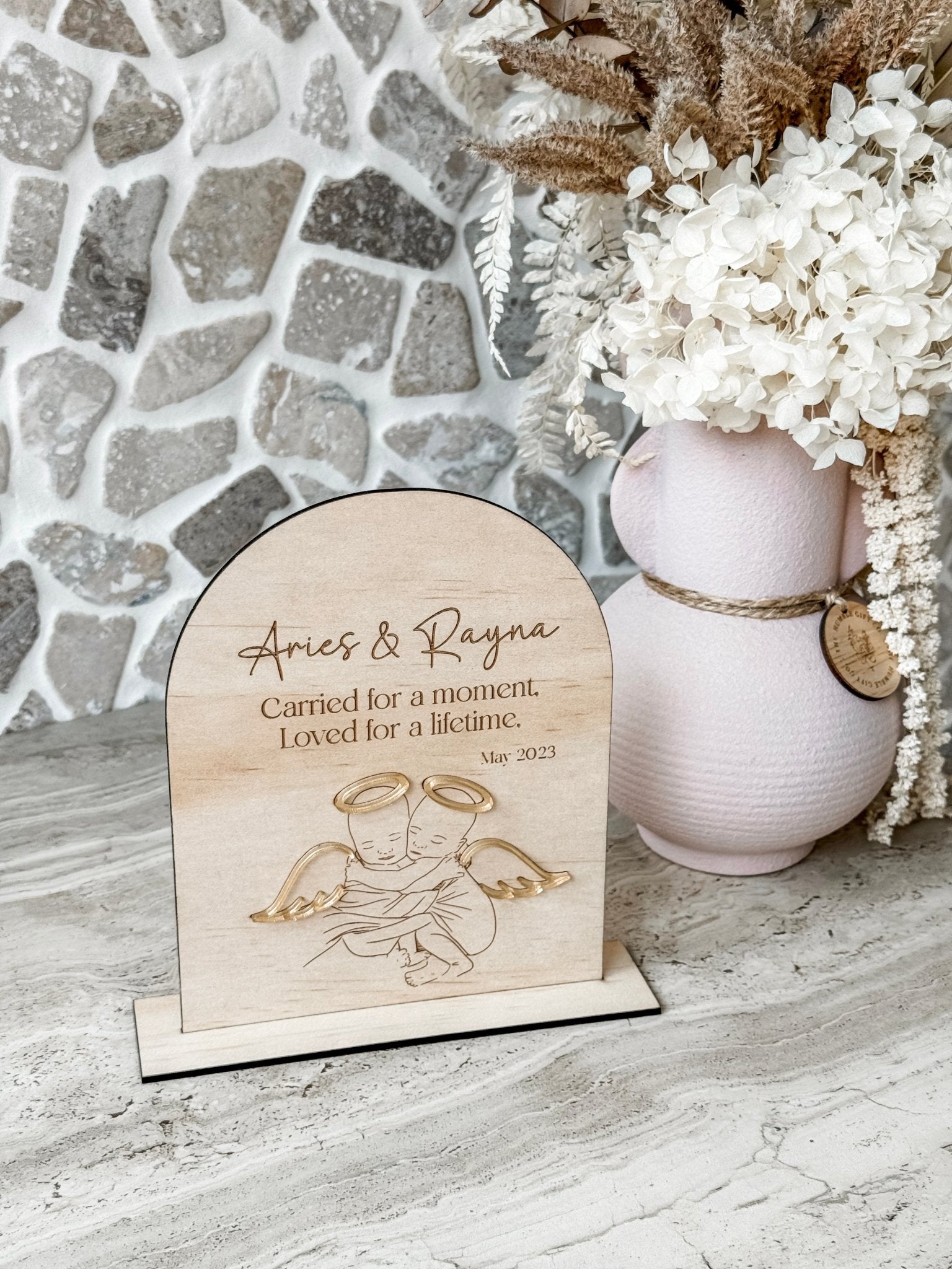 Personalised Twin Baby Angel Memorial Plaque - The Humble Gift Co.