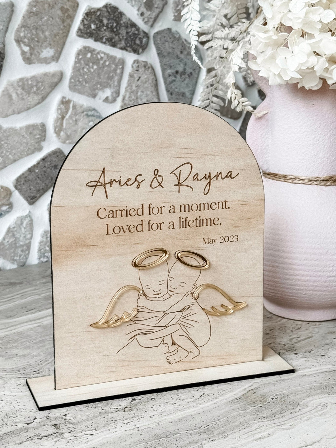 Personalised Twin Baby Angel Memorial Plaque - The Humble Gift Co.