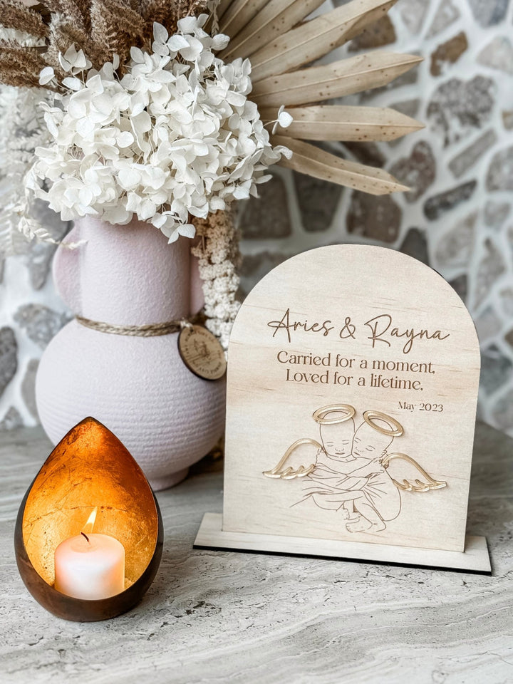 Personalised Twin Baby Angel Memorial Plaque - The Humble Gift Co.