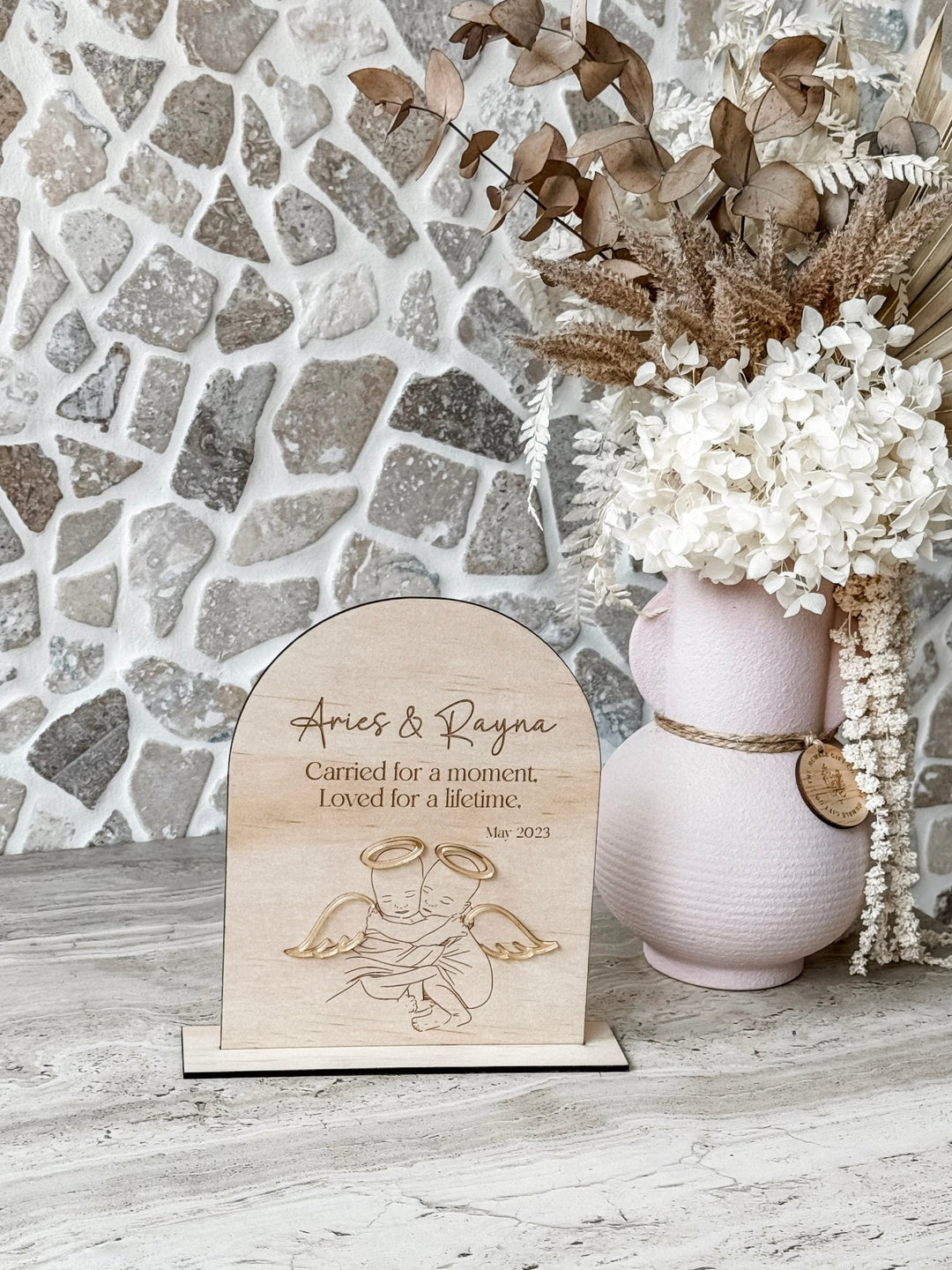 Personalised Twin Baby Angel Memorial Plaque - The Humble Gift Co.