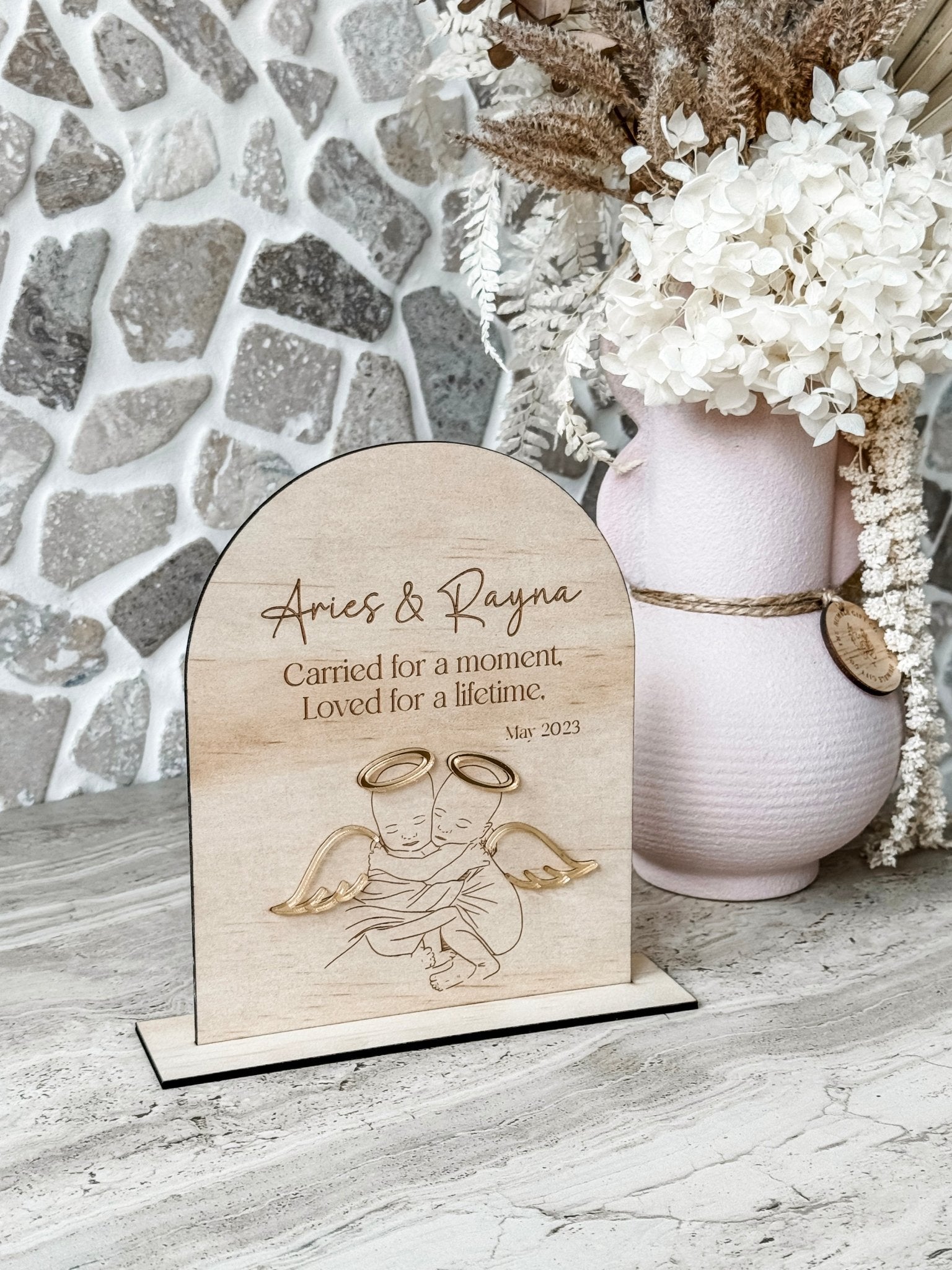 Personalised Twin Baby Angel Memorial Plaque - The Humble Gift Co.