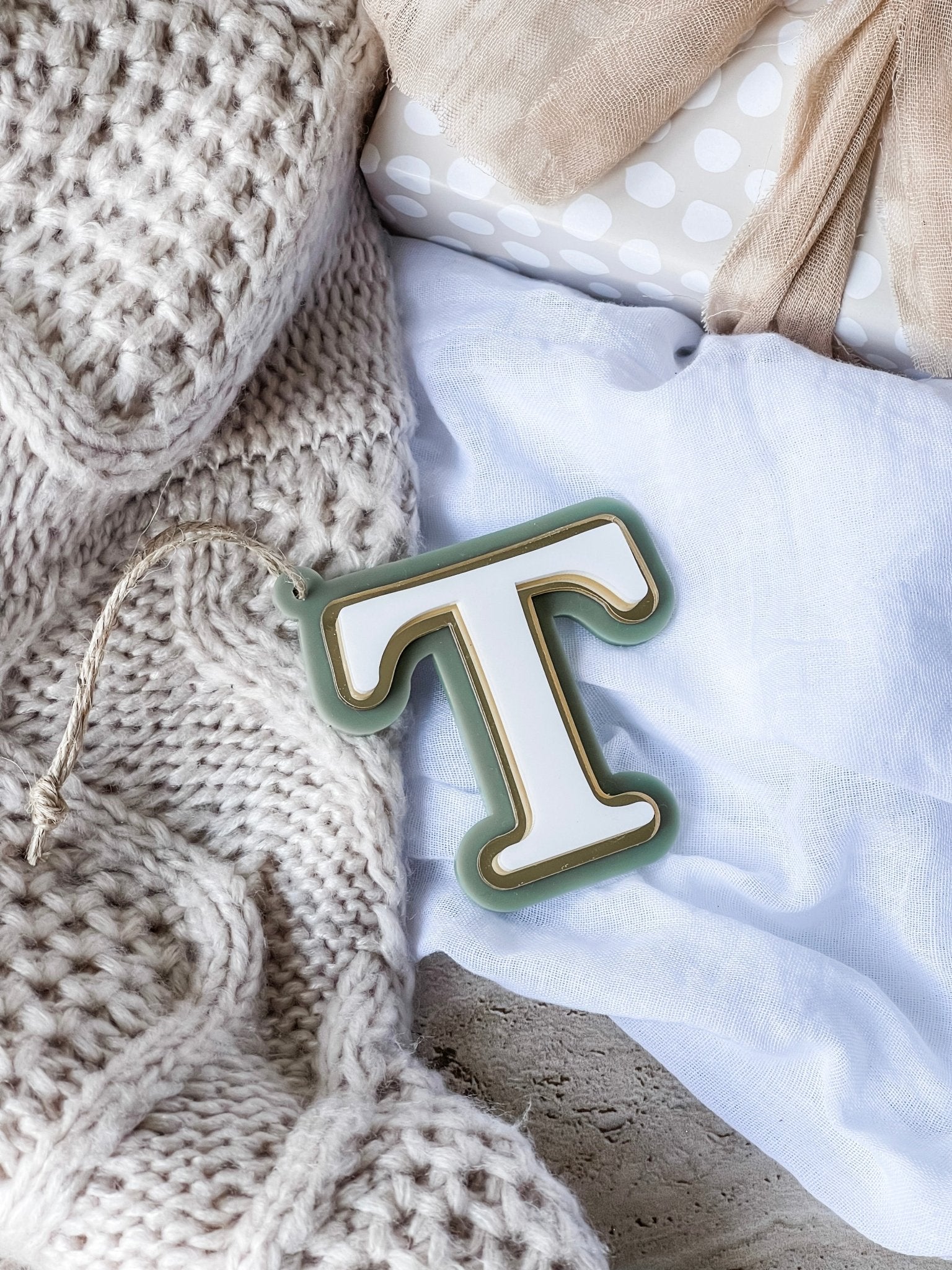 Scandinavian Triple Layer Letter Ornament - The Humble Gift Co.
