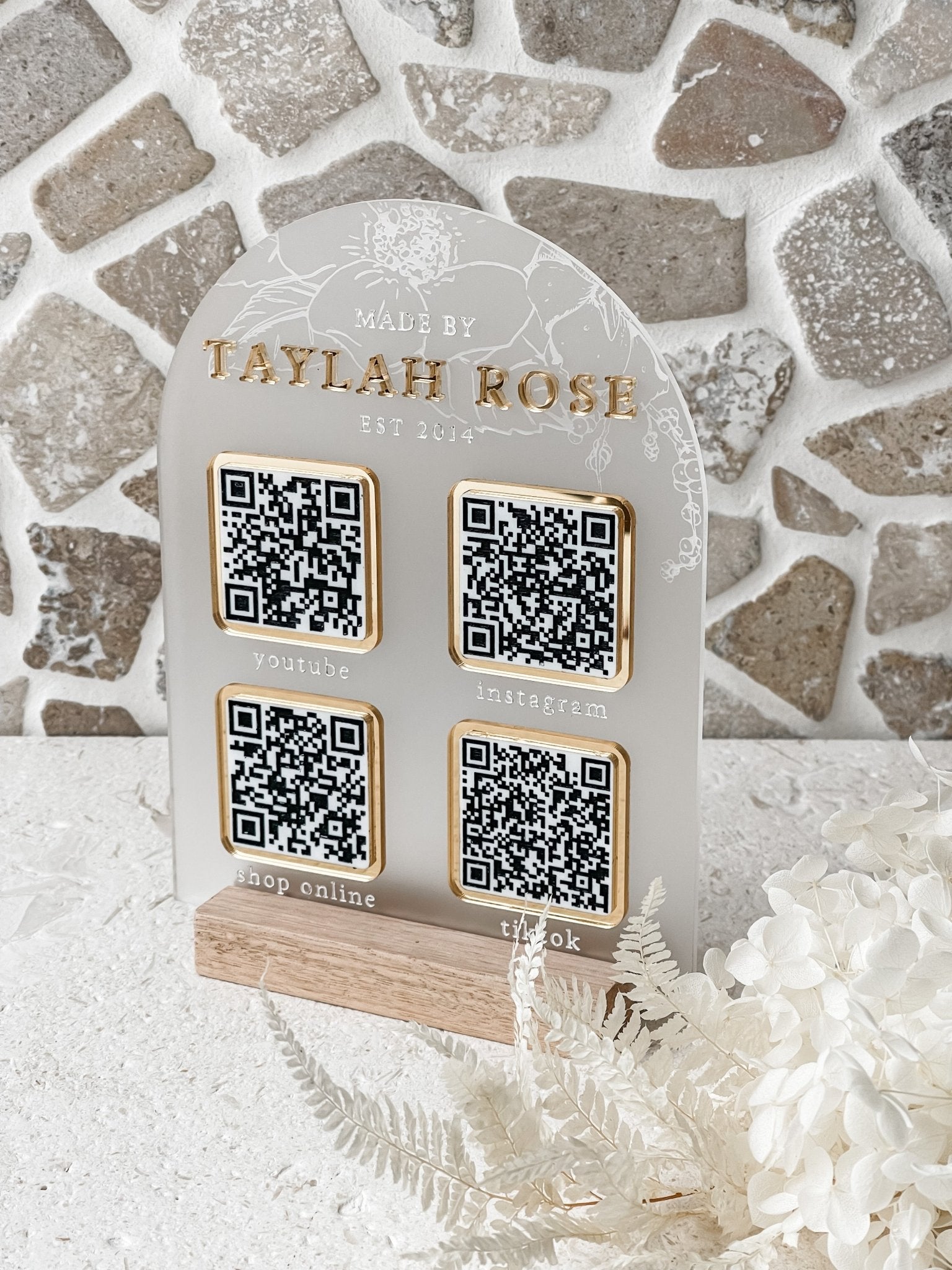 Social Media Arch with 4 QR Codes - The Humble Gift Co.