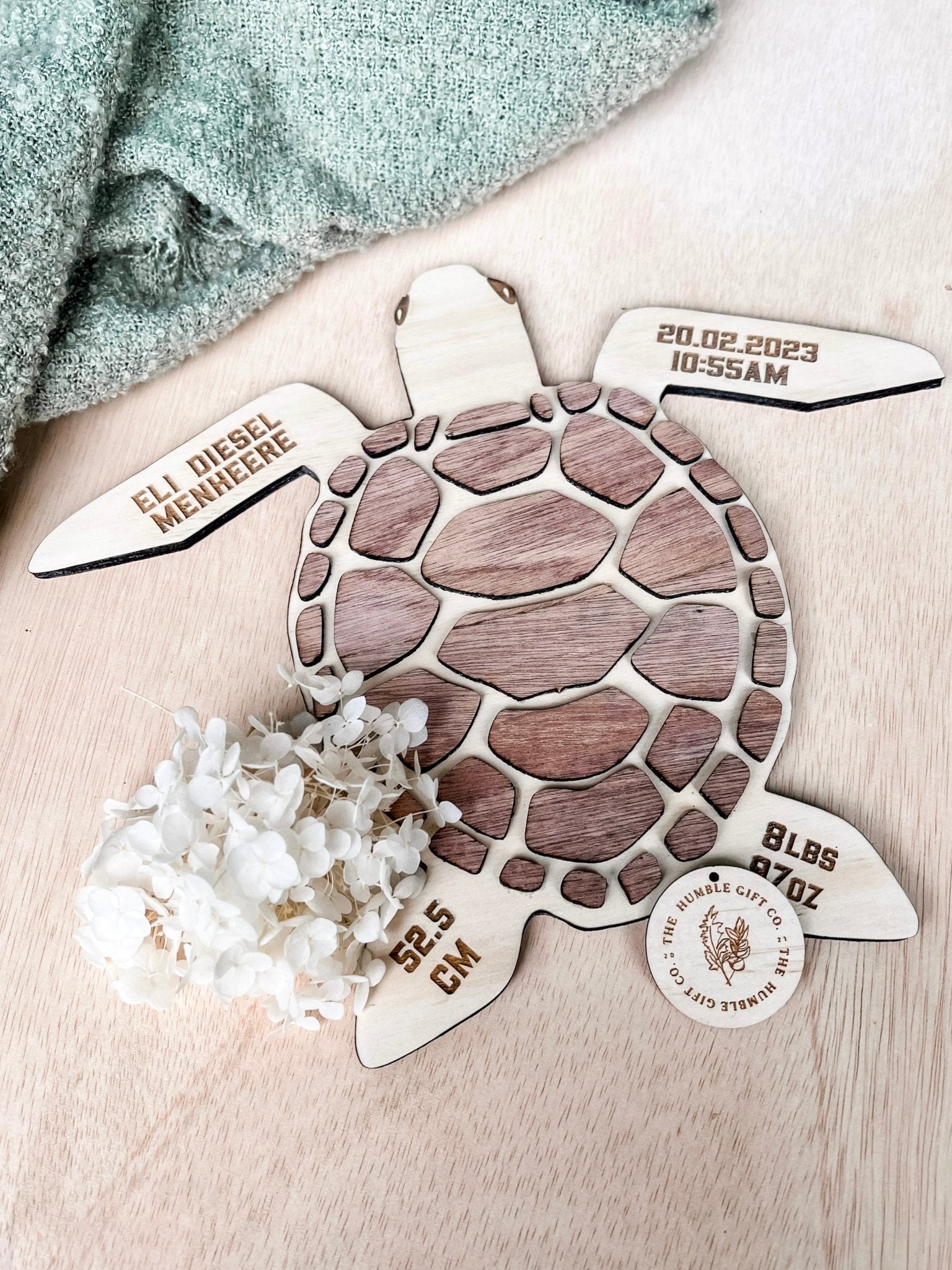 Turtle Birth Detail Plaque – The Humble Gift Co.