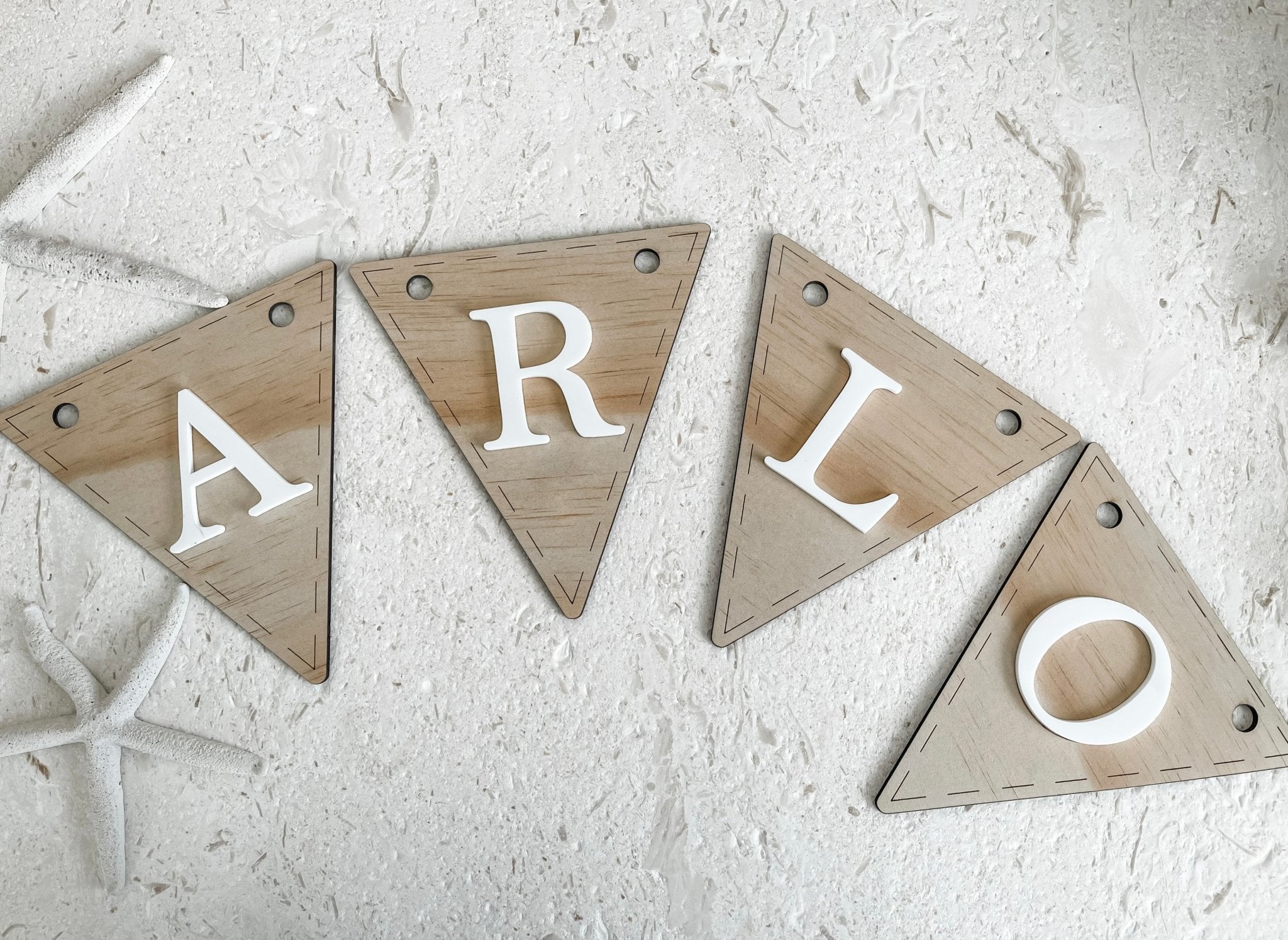 Wooden Bunting with Acrylic Letters - The Humble Gift Co.