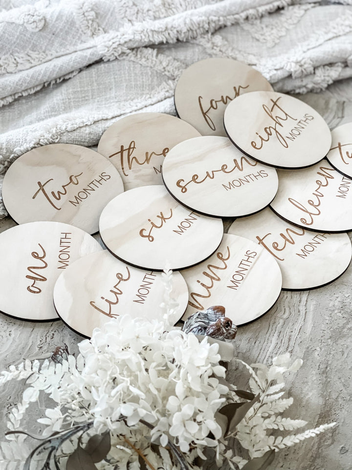 Wooden Monthly Milestones Discs - The Humble Gift Co.